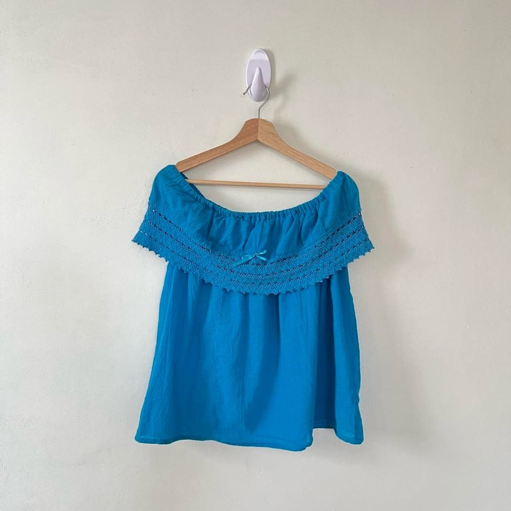 Blue Off Shoulder Top